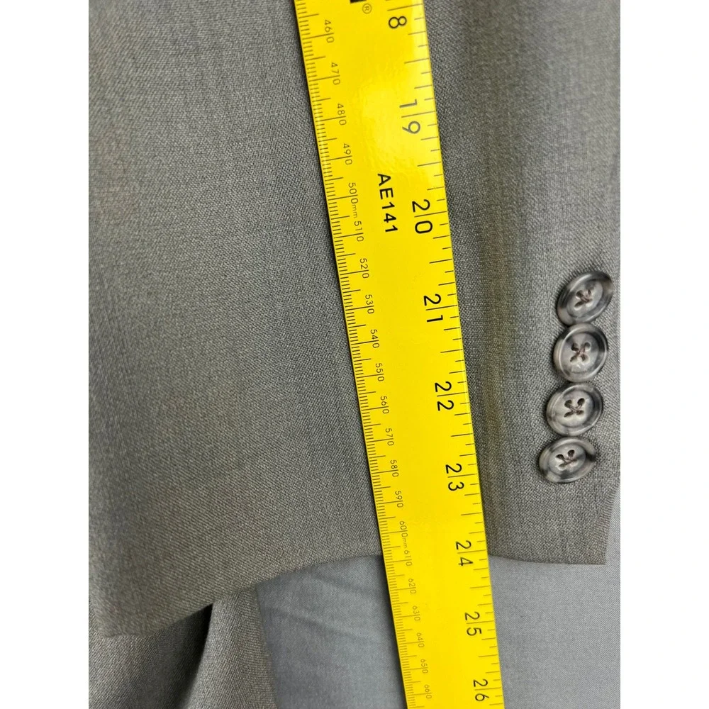 Muroya Blazer Men 46R Gray Good Super 100s Merino Wool 3 Button Suit Jacket